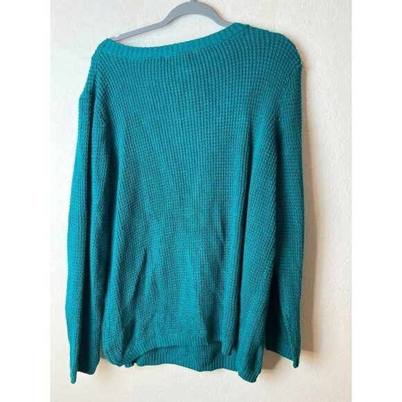 Woman Within Sz Medium Teal Waffle Knit Oversize Sweater - Picture 4 of 4
